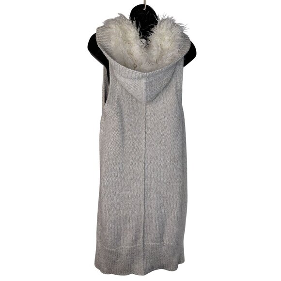 Gap Womens Knit Hooded Vest With Faux Fur Accent Size M - Picture 1 of 8